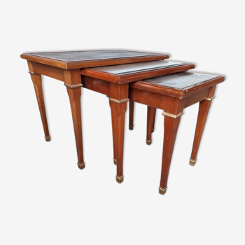 Tables gigogne style empire bois et bronze