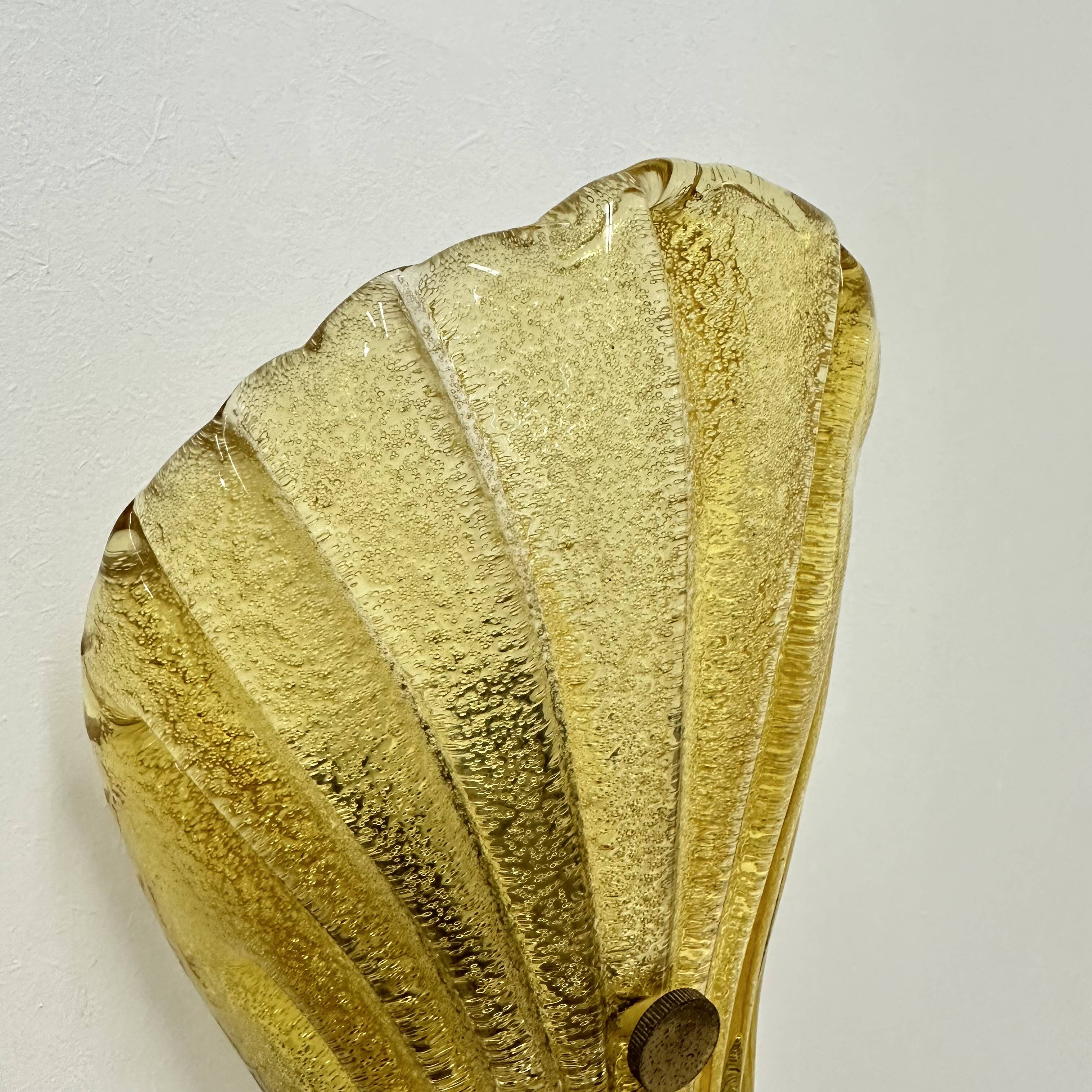 Set of 2 Sölken leuchten Murano glass shell wall lamps , 1970s