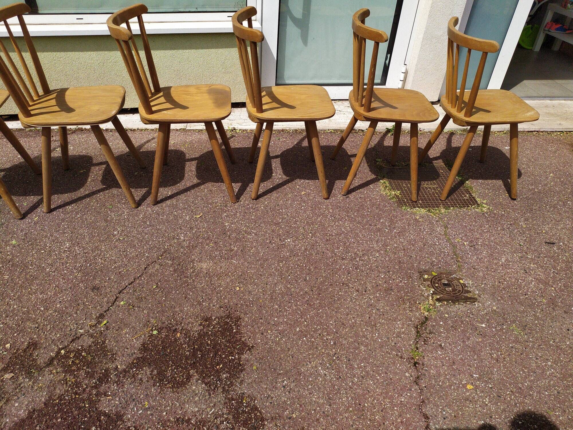 Set of 18 wooden bistro chairs - vintage - year 50 - 60