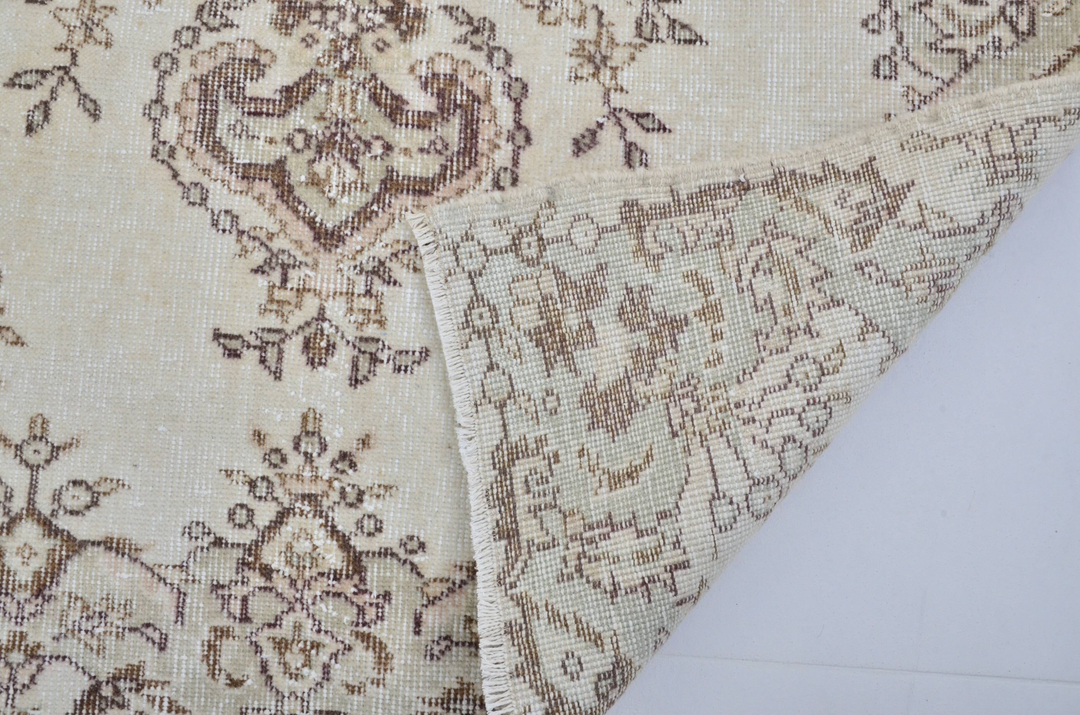 Beige And Brown Vintage Oushak Carpet sku 3578