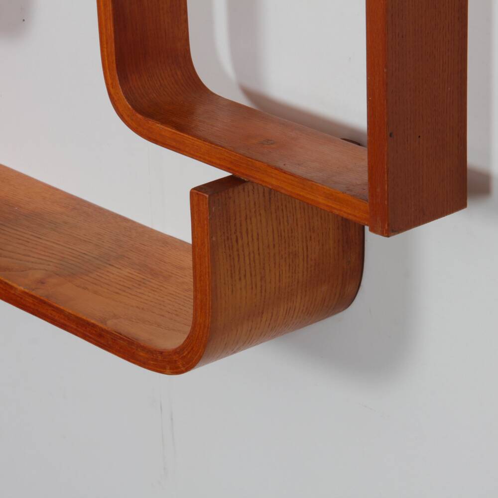 Wooden wall shelf by Ludvik Volak for Drevopodnik Holesov, 1960