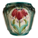 Large antique cache-pot in art nouveau majolica.
