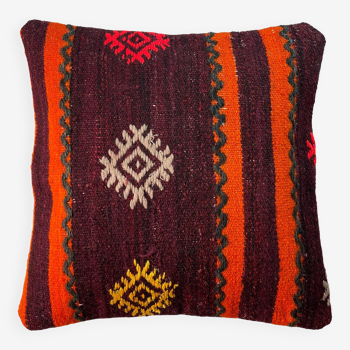 Housse de coussin kilim turc vintage, 40 x 40 cm