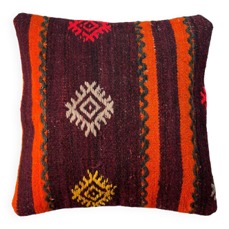 Housse de coussin kilim turc vintage, 40 x 40 cm