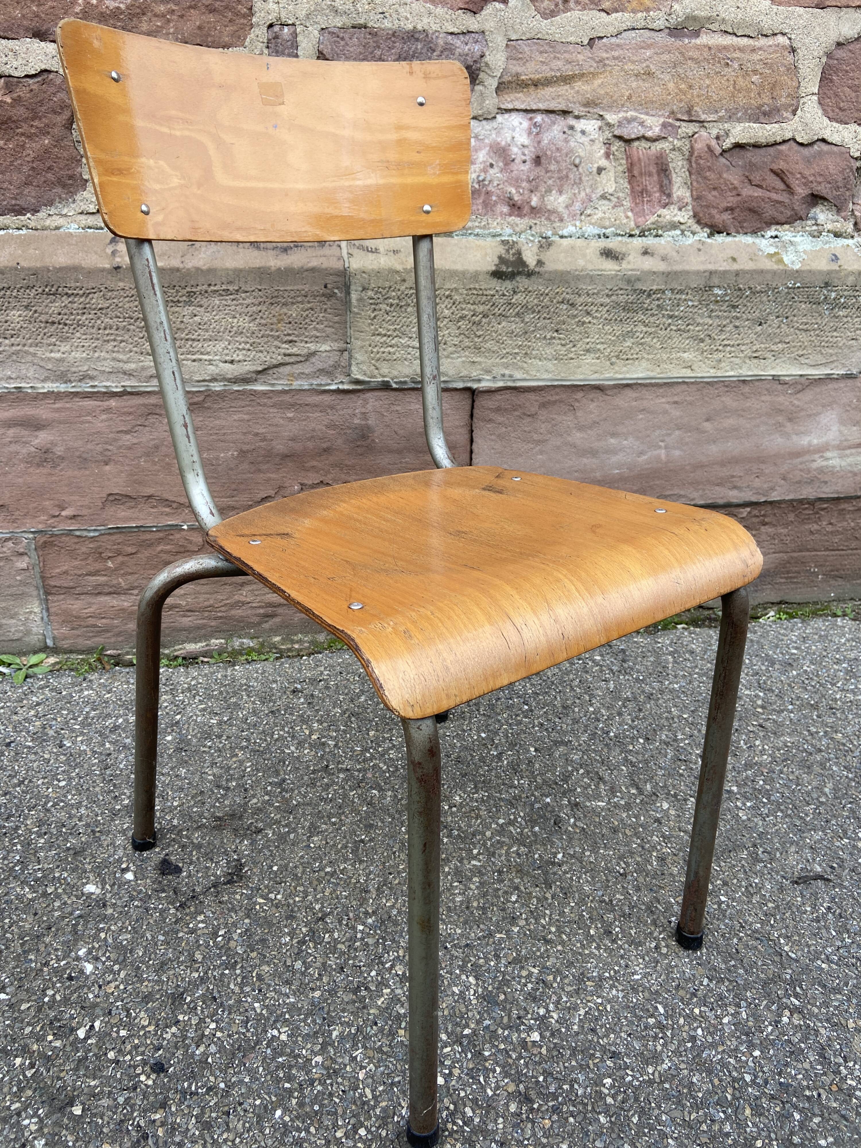 4 vintage school chairs