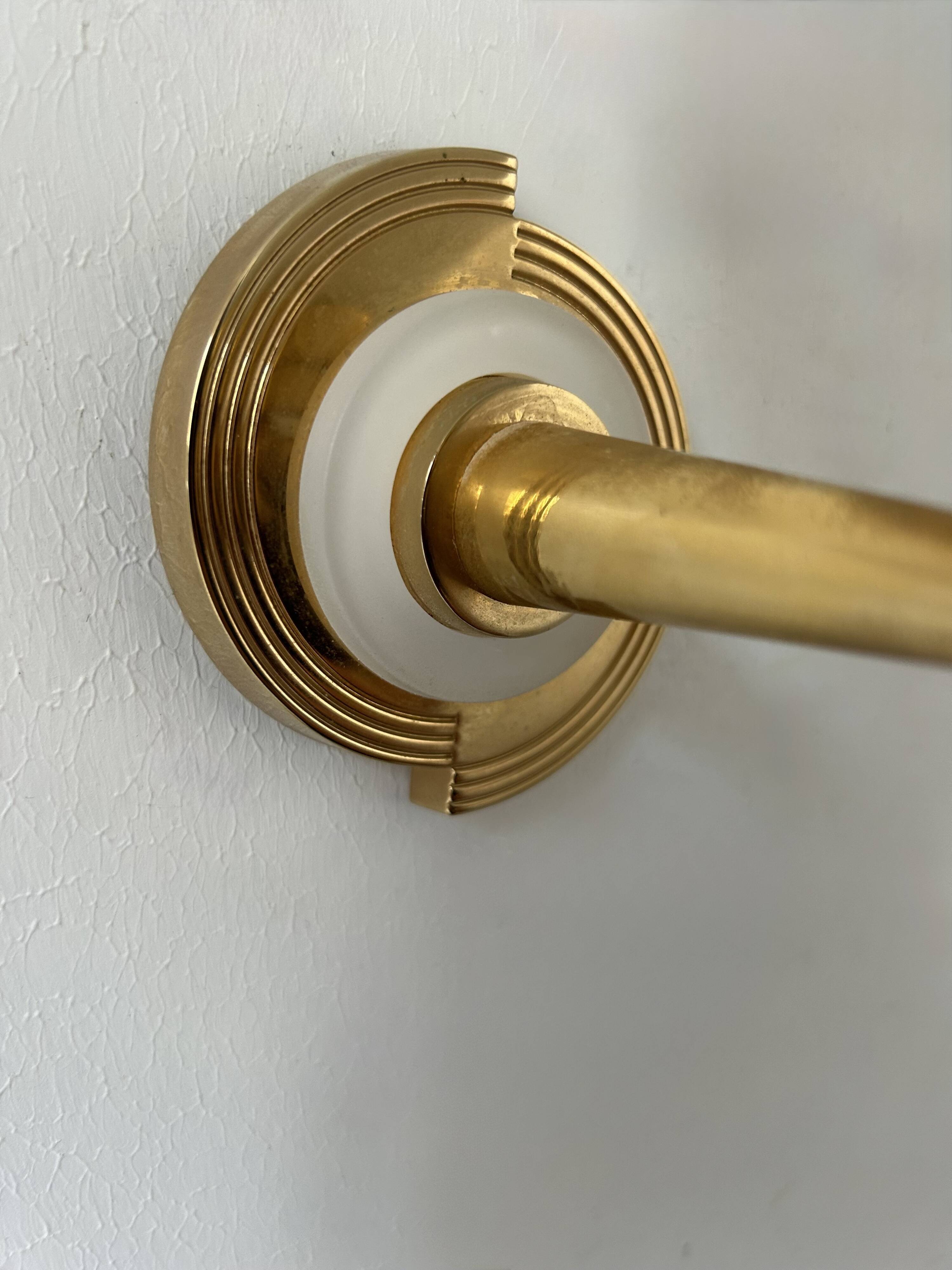 Pair of vintage wall lights, brass and opaline, France, 1980