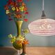 Vintage white clichy glass lampshade pendant light with red trim