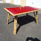 Bamboo and vintage ceramic dining table 60 years