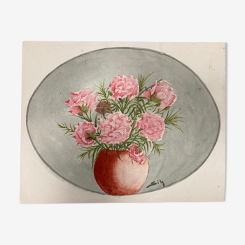 Watercolor with vintage carnations