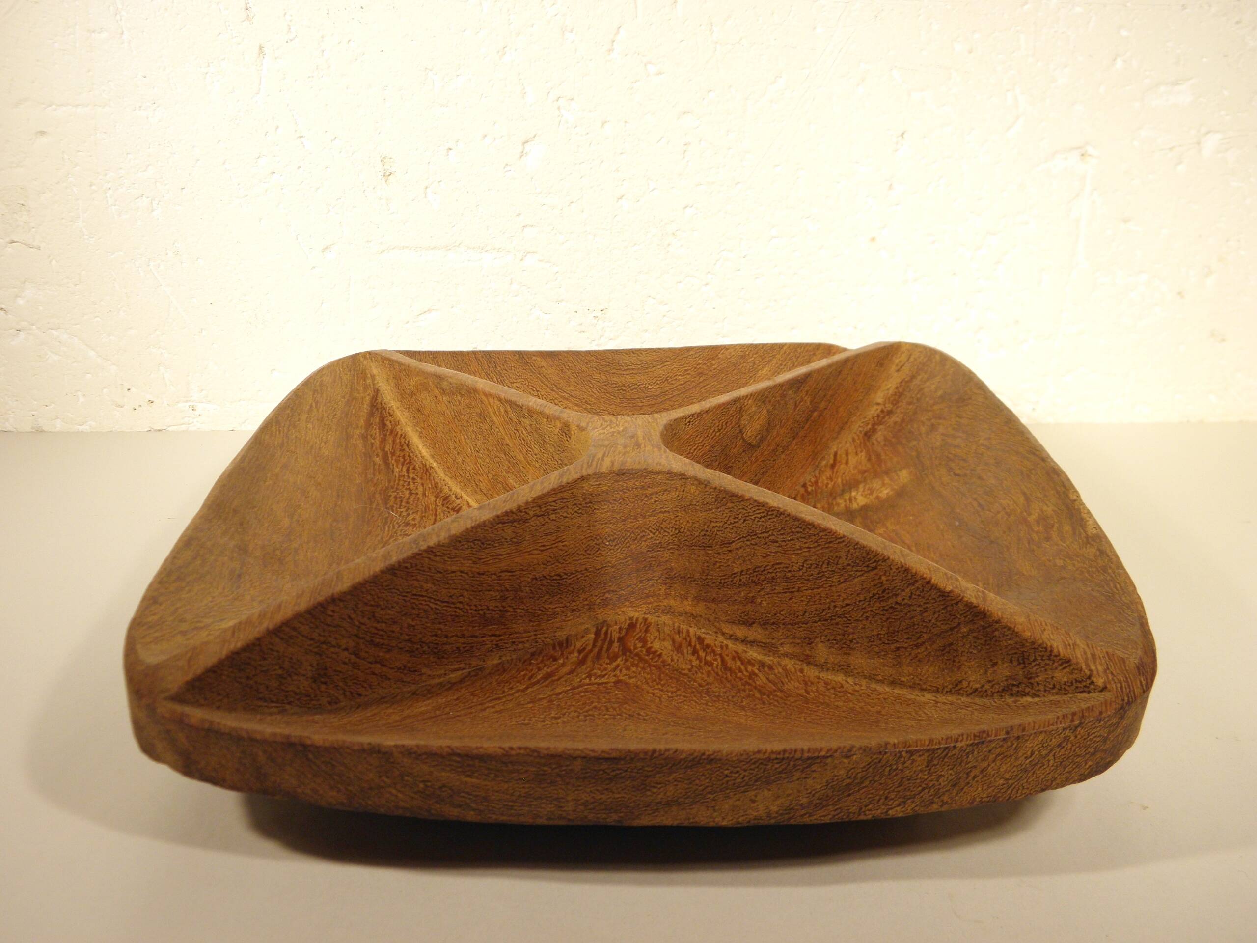 Exotic wood plate and bowl tray set