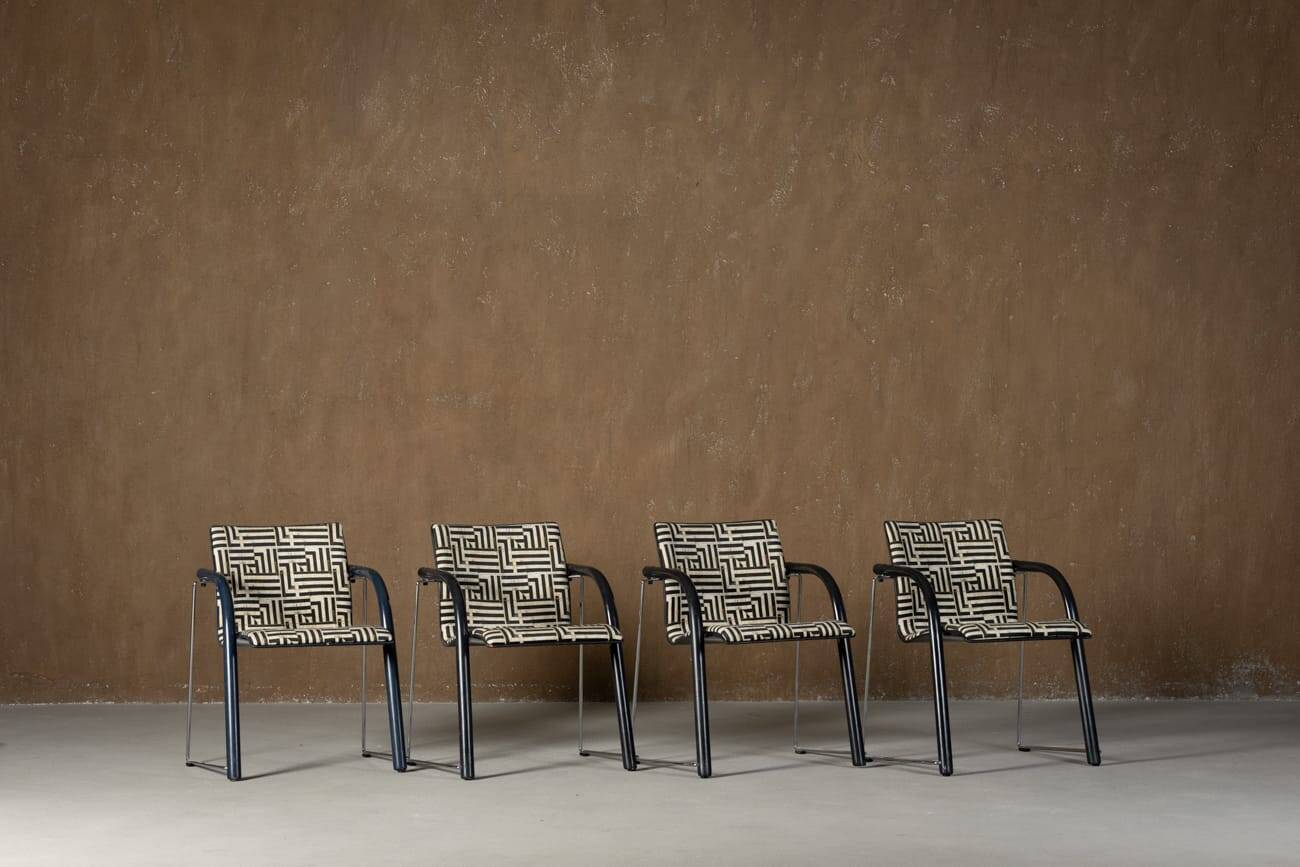 Vintage A 320 Armchair by Wulf Schneider & Ulrich Boehme for Thonet 1980’s in Myth Velvet (set of 4)