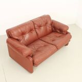 Coronado two-seater sofa by Tobia Scarpa in cognac leather, 1969