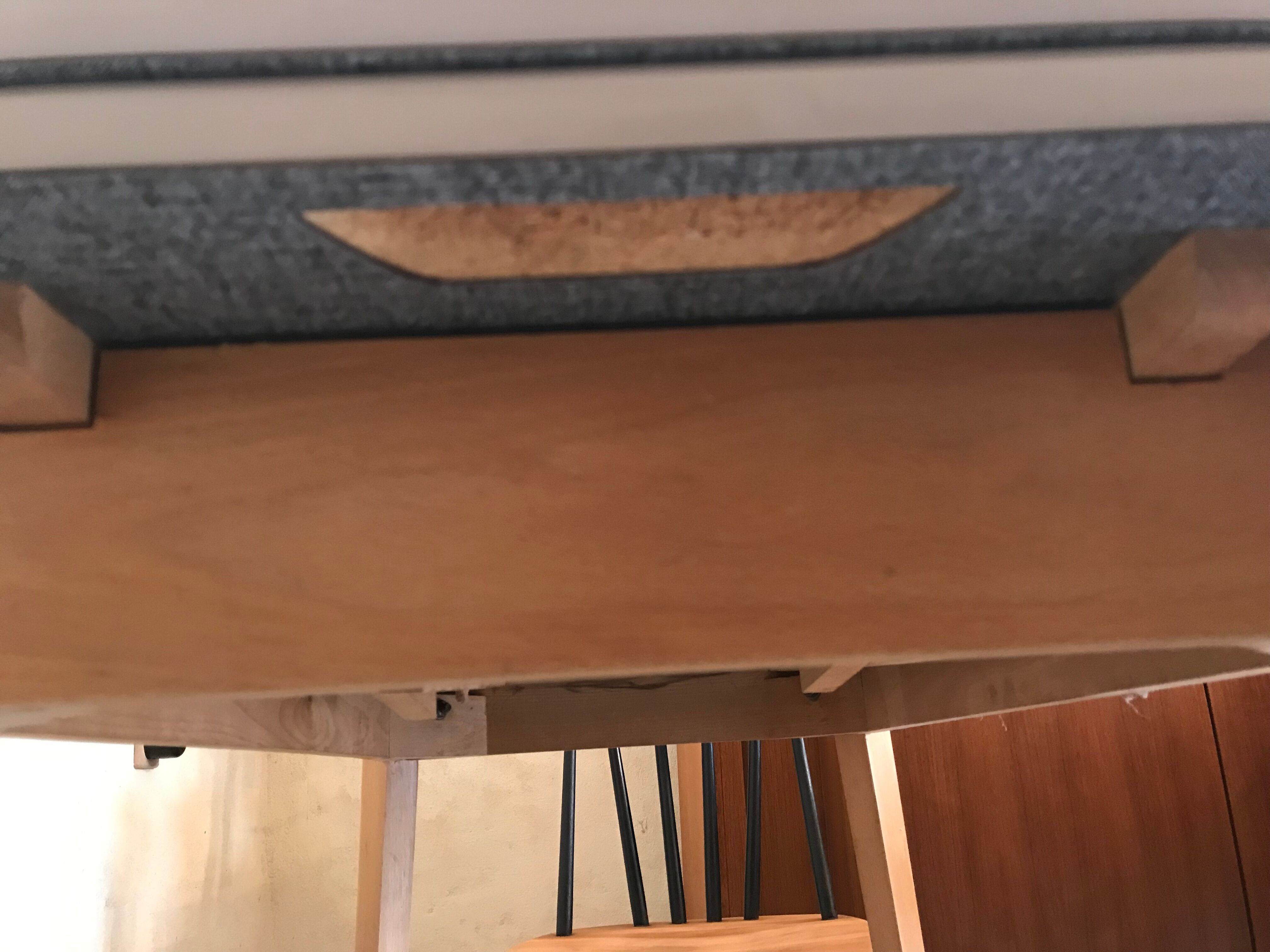 Vintage table 1960's wood and formica with extensions and wooden legs