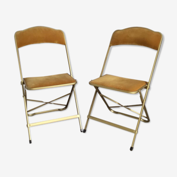 Pair of velvet folding chairs