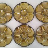 Vintage gien earthenware barbotine shell oyster plates