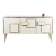 Geometric sideboard in glass and gilded brass. Contemporary Italian work.