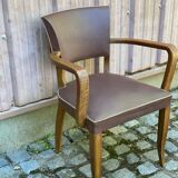 Art Deco bridge armchairs in leather from the 1950s.