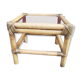 Small coffee or bedside table in rattan and vintage smoked glass