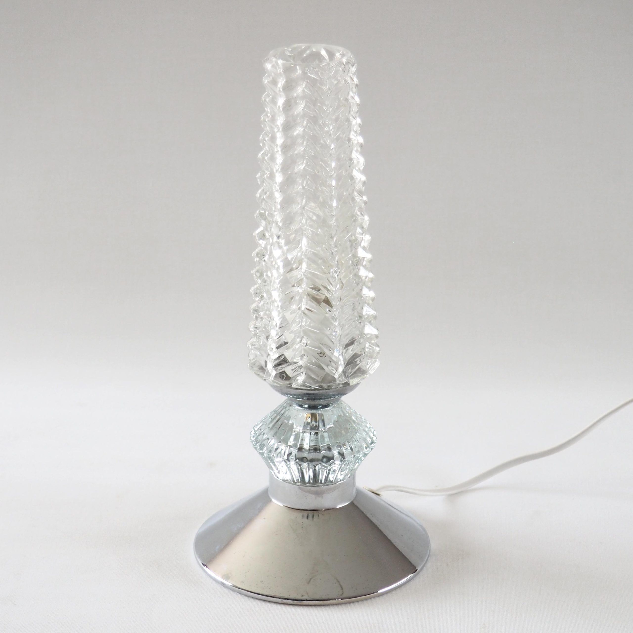 Chevron and chrome flute lamp