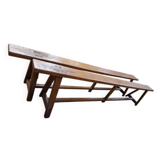 Pair of oak benches