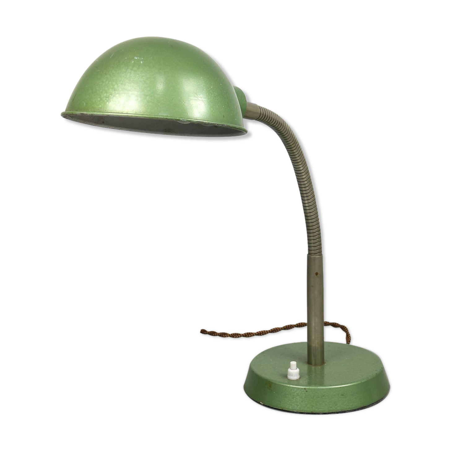 Vintage green gooseneck table lamp