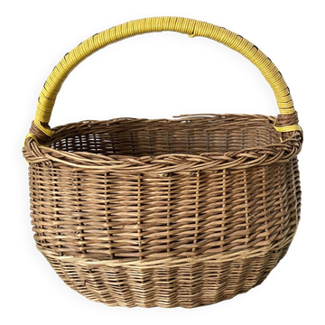 Panier vintage en osier tressé et fil scoubidou