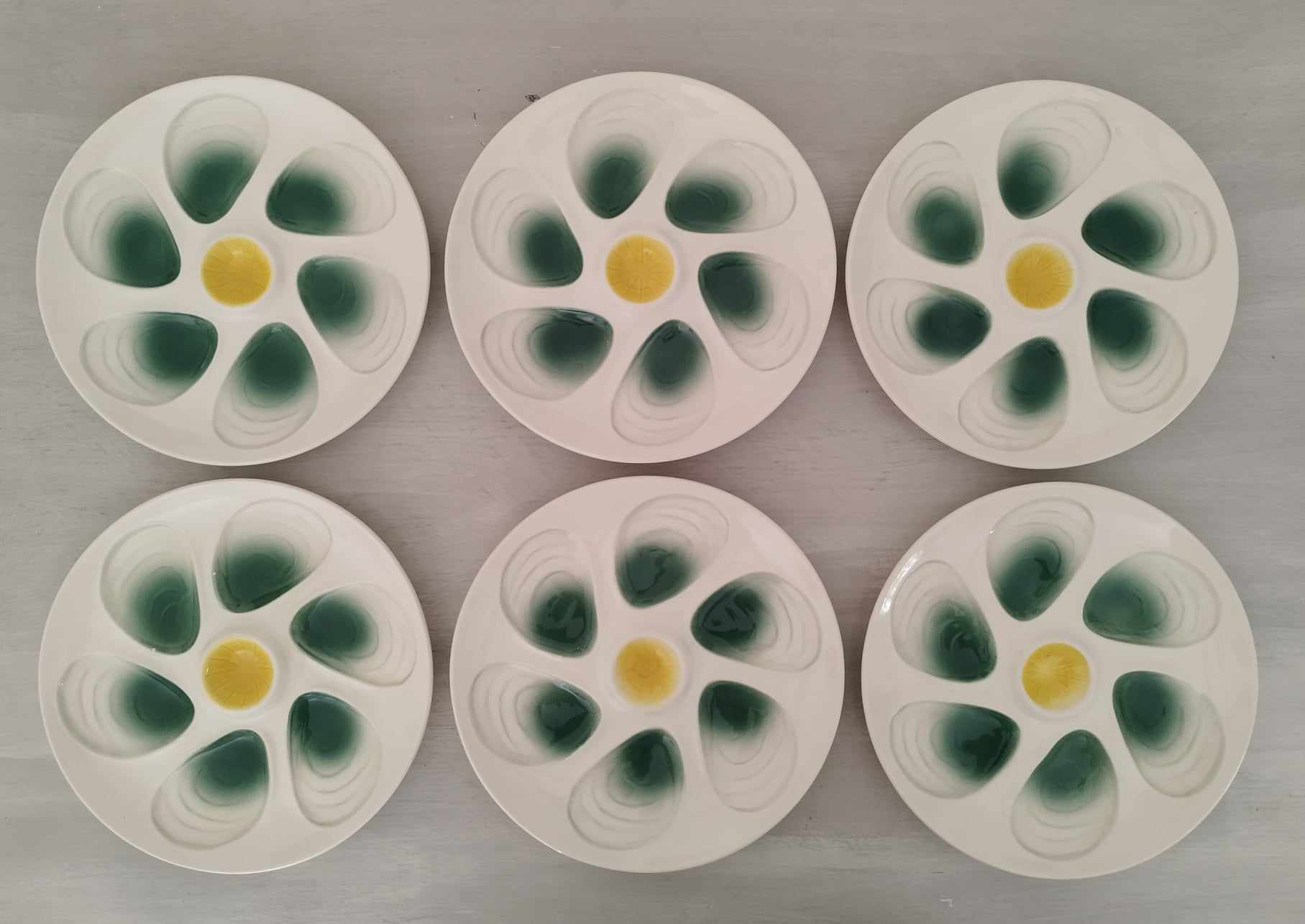 Plates Oysters Shellfish Seafood Earthenware Salins Vintage