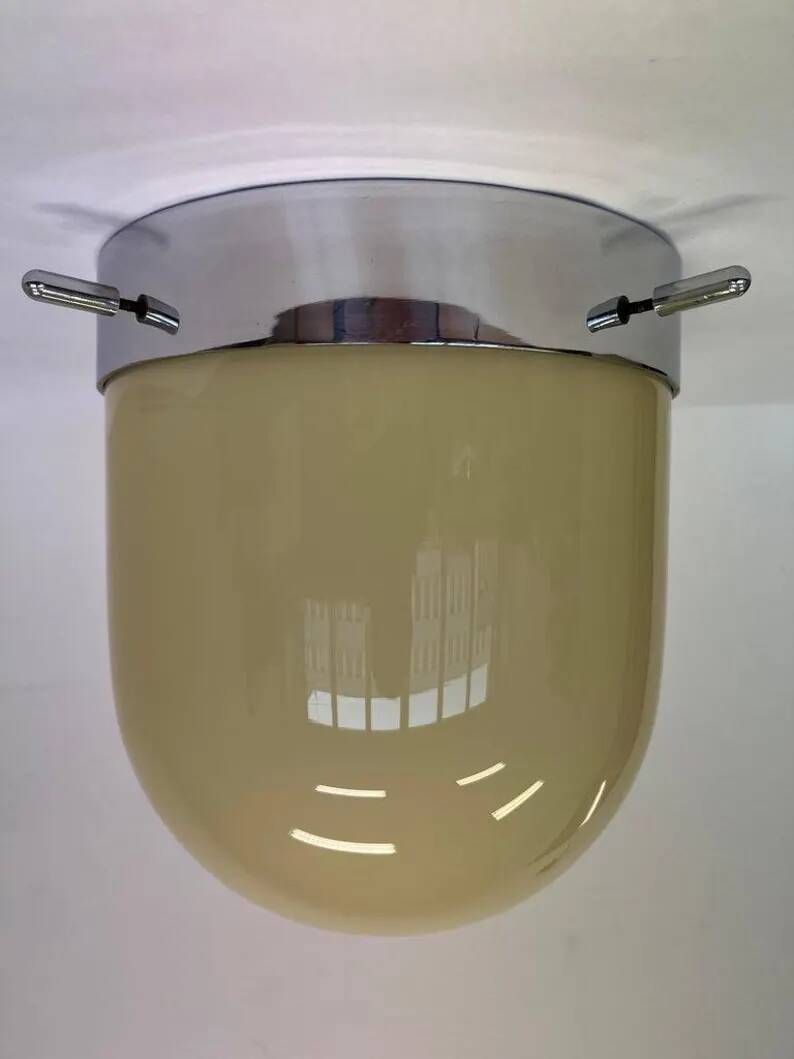 Space age Midcentury Hotel Design Ceiling Lamp, Flushmount, 1970s-Czechoslovakia