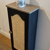 Wooden and cane chest unit