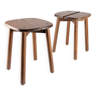 Pair of wooden stools by Pierre Gautier Delaye, France, 1960s