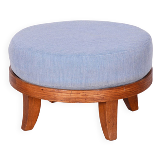 Restored Small Art Deco Table Stool, Oak, Revived Polish, Czech, 1920s