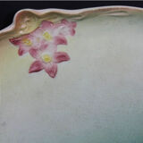 Art Nouveau plate in earthenware decorated with green and pink flowers 1900