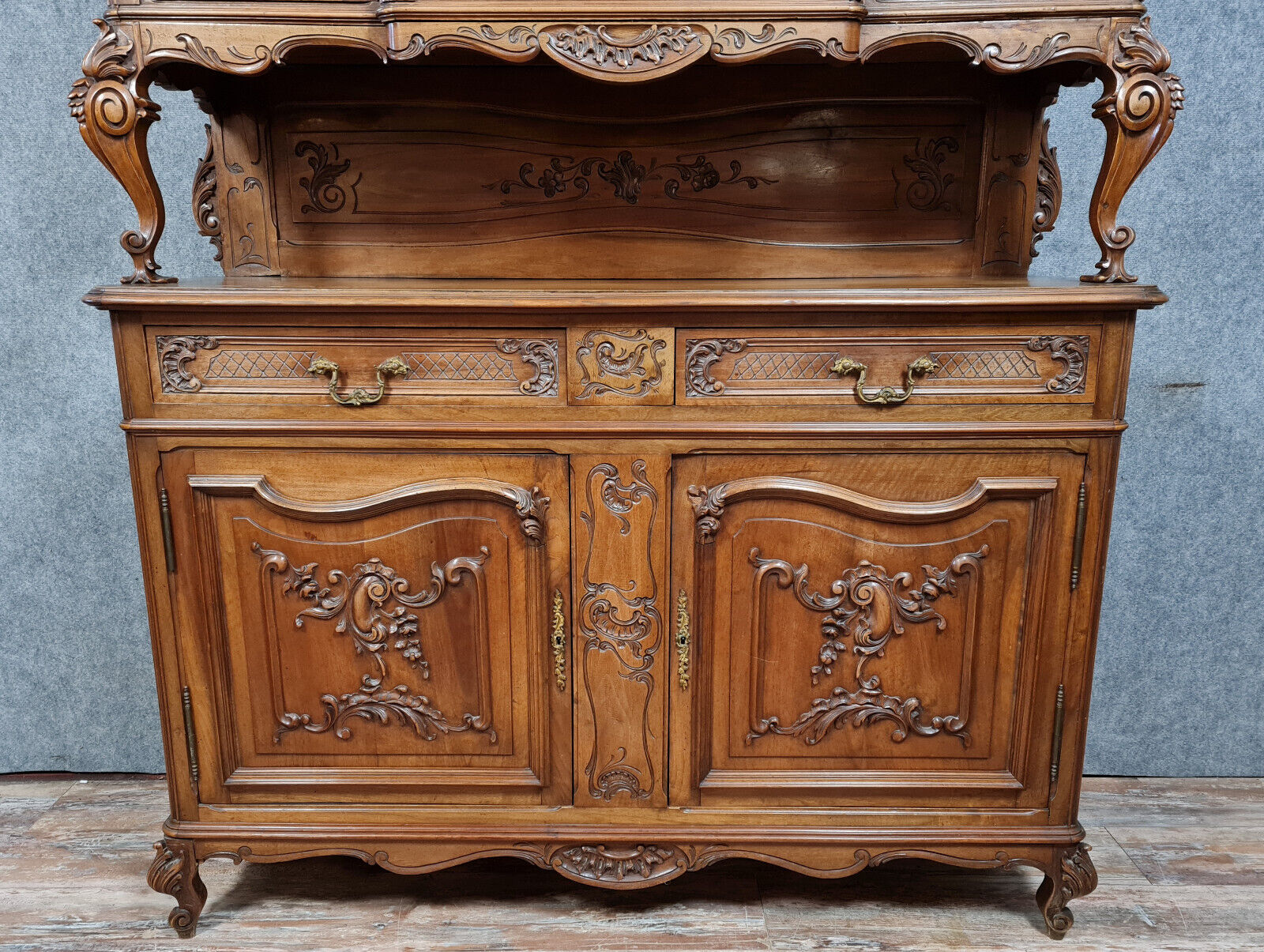 Louis XV double body sideboard in solid walnut circa 1880