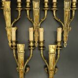 Série de 5 grandes appliques, carquois et têtes de belier, style Louis XVI - bronze