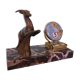 Perpetual calendar on marble base with marble patinated regulated decoration, 60s