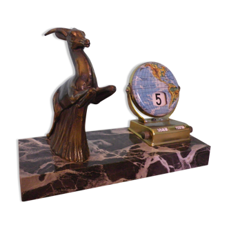 Perpetual calendar on marble base with marble patinated regulated decoration, 60s