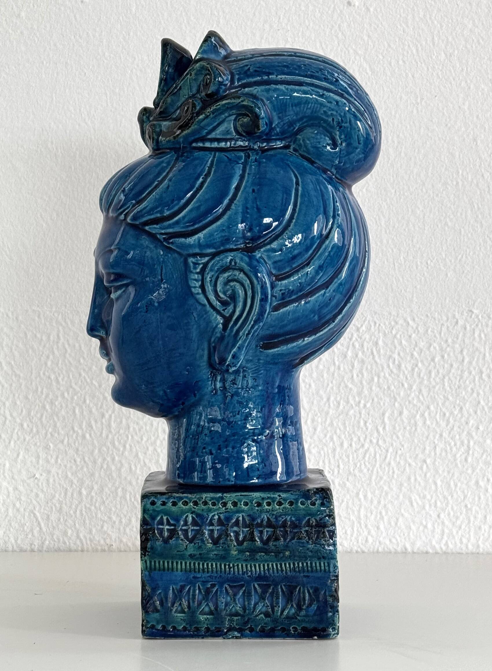 Aldo Londi for Bitossi Kwan Yin Buddha Rimini Blu, Italy, 1970s