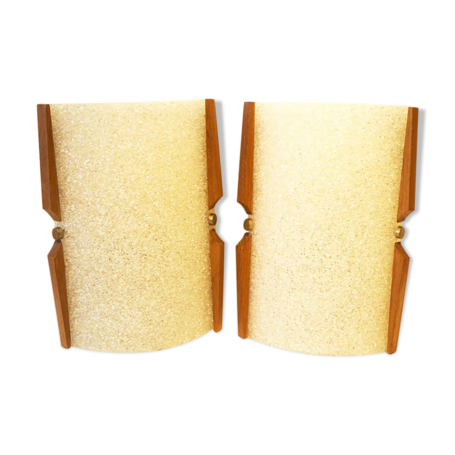 Pair of perspex and wood appliques 1960