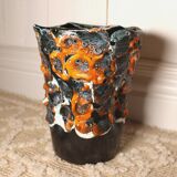 Fat lava vase - ocean rockery - handmade - vintage