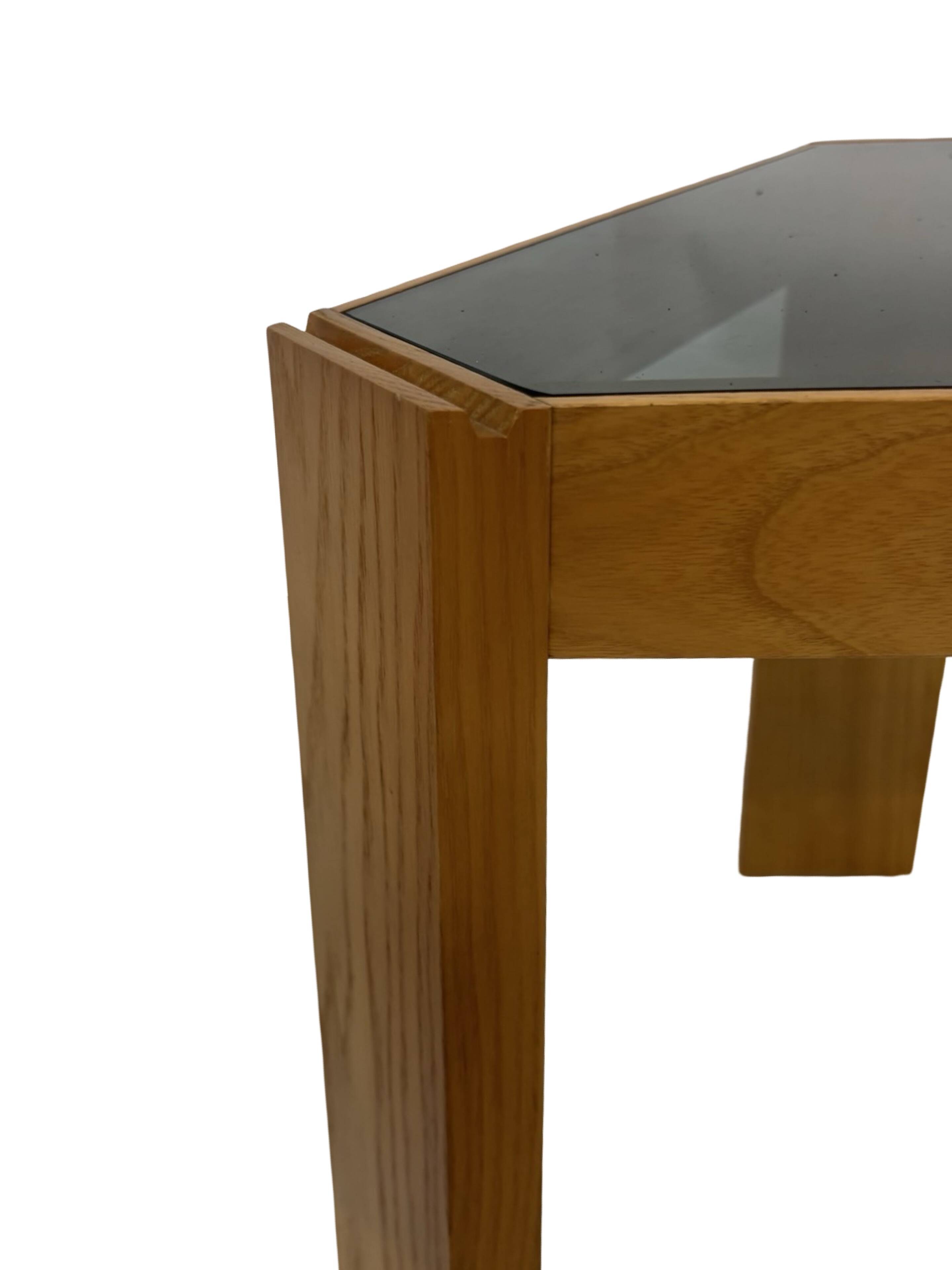Vintage side table by Porada Arredi, 1970s wood and glass