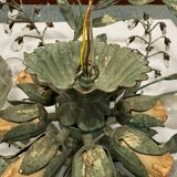 Large Florentine Tole Crystal Flushmount 1960’s