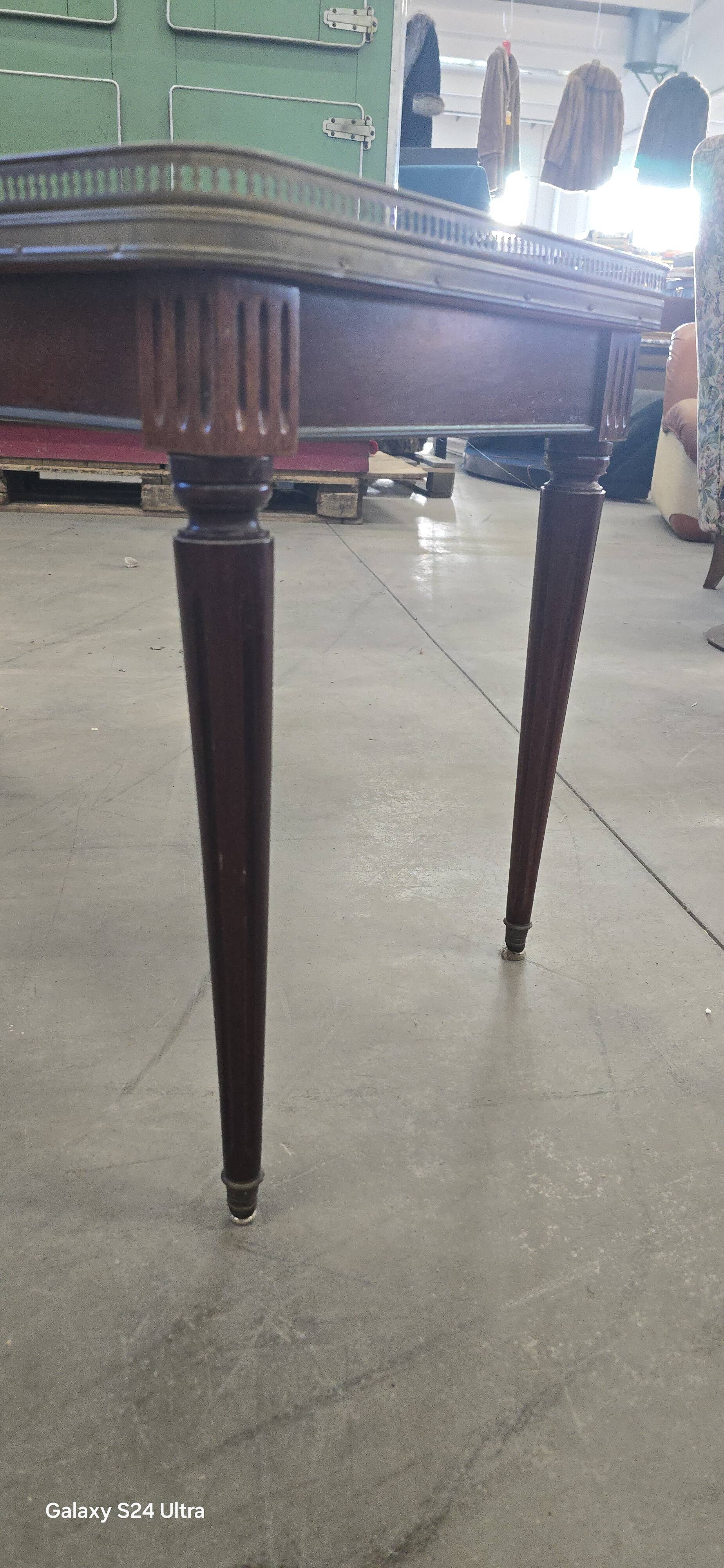 Antique Italian Carrara Marble, Mahogany, and Brass Coffee Table