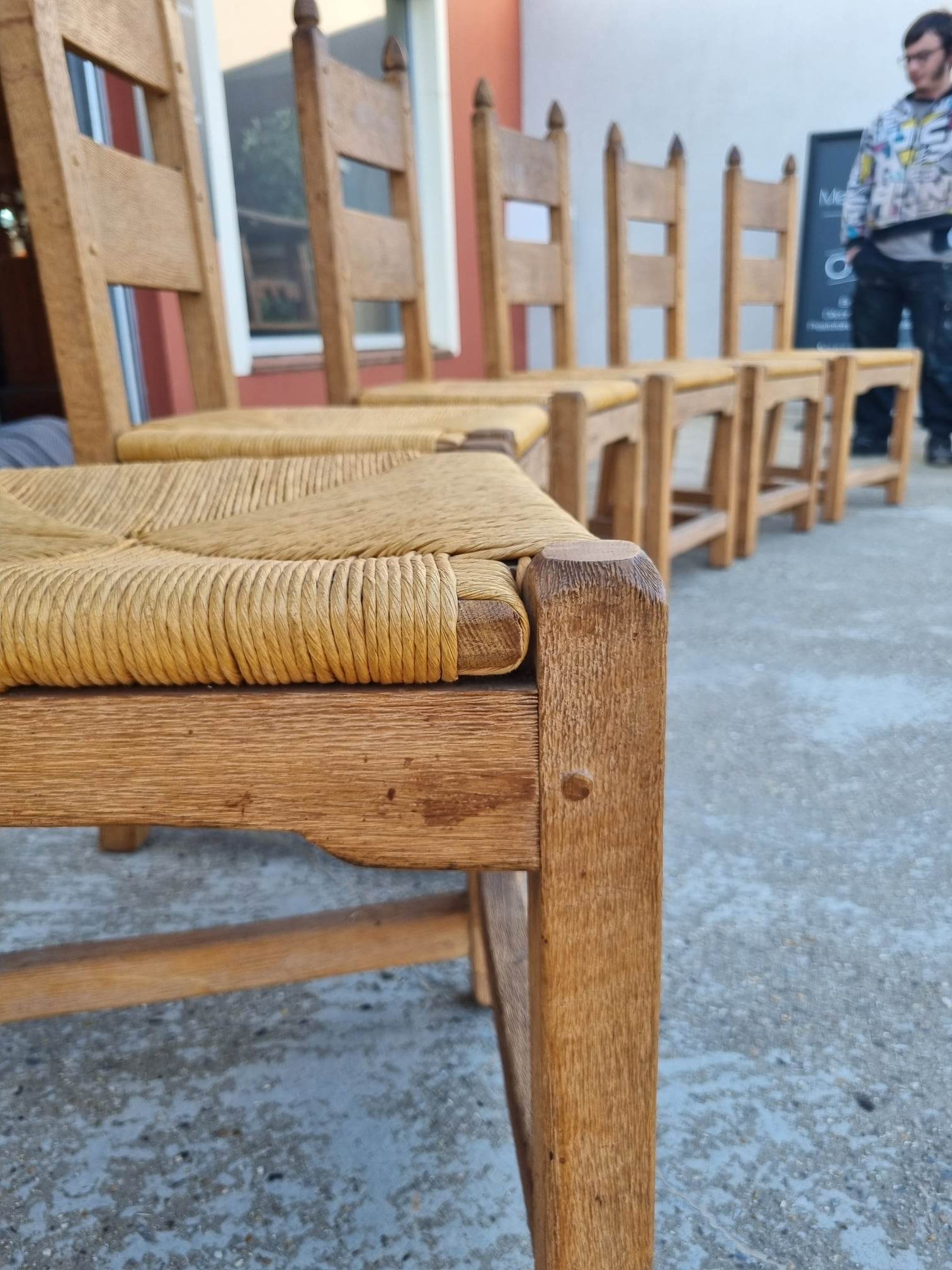 suite of 6 brutalist chairs