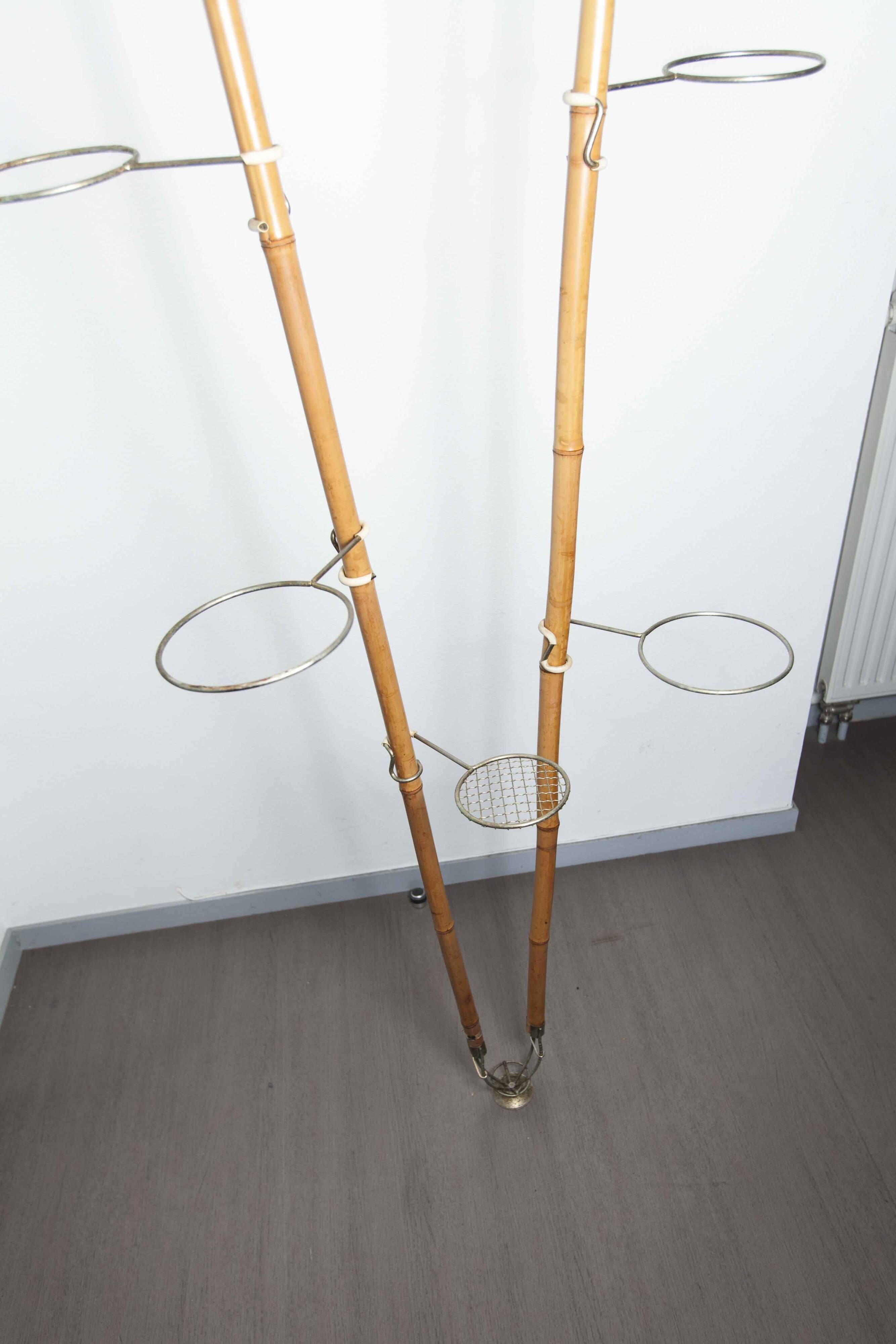 Indoor rotating plant holder 1960 bamboo and brass