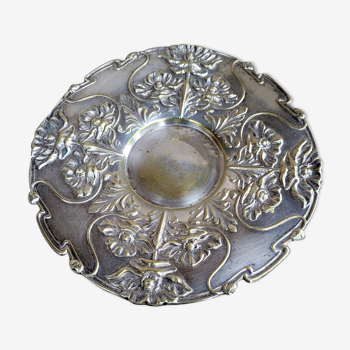 Round dish, silver metal, art nouveau, French work