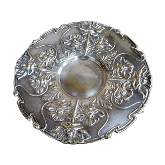 Round dish, silver metal, art nouveau, French work