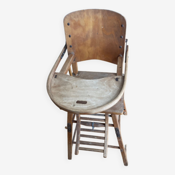 Chaise haute bébé vintage en bois simbag