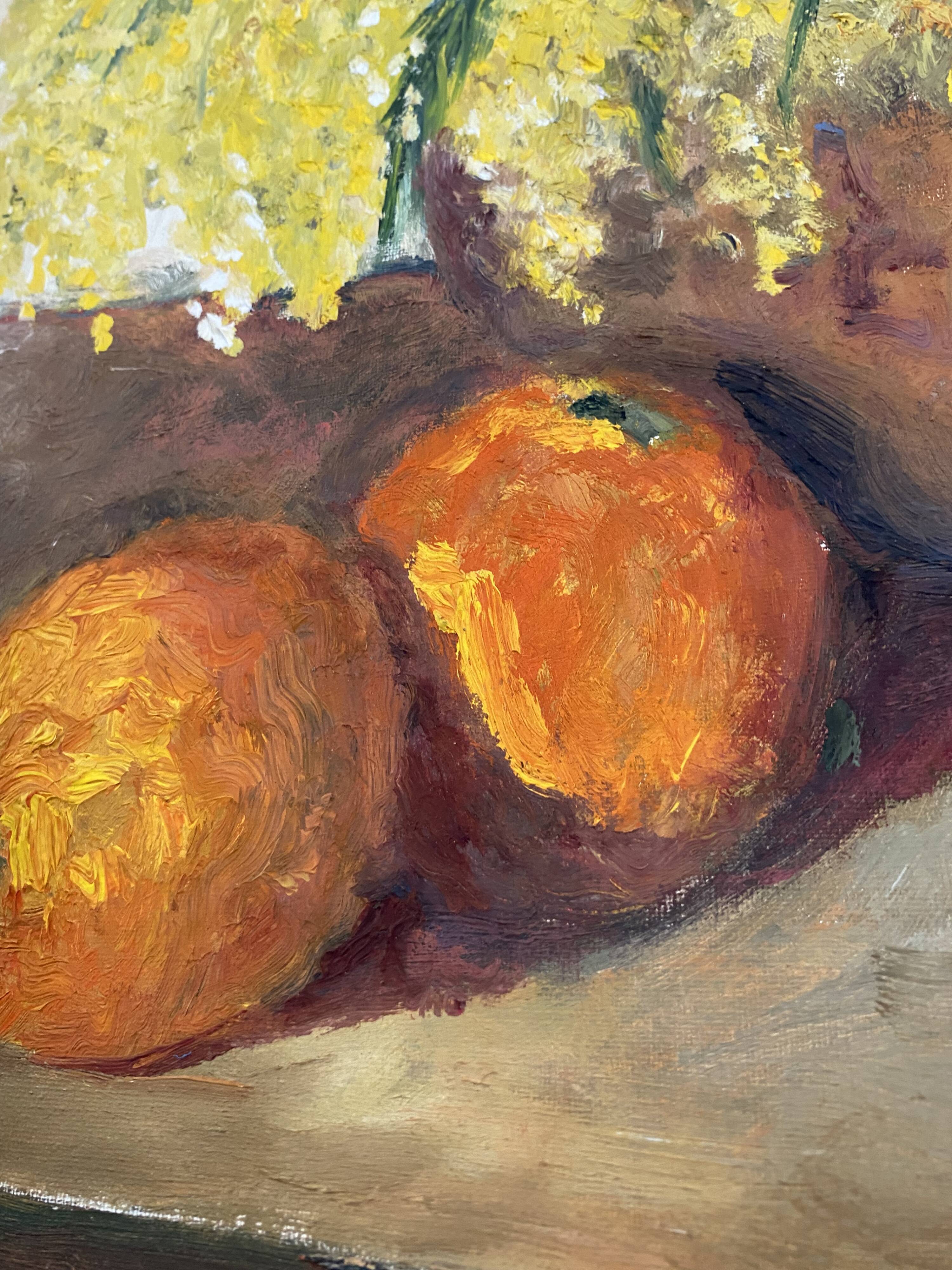 Oil on canvas still life "The Mimosa"