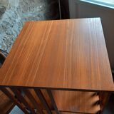 70s teak veneered rotating shelf