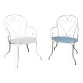 Paire fauteuils fer forgé 1950